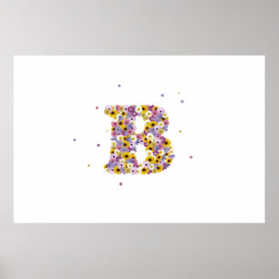 Póster Monograma "B" con flores