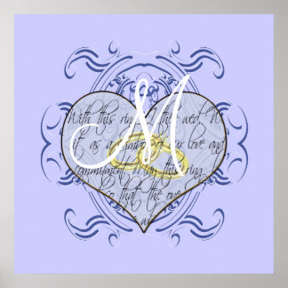 Póster Monograma Boda Vow Heart