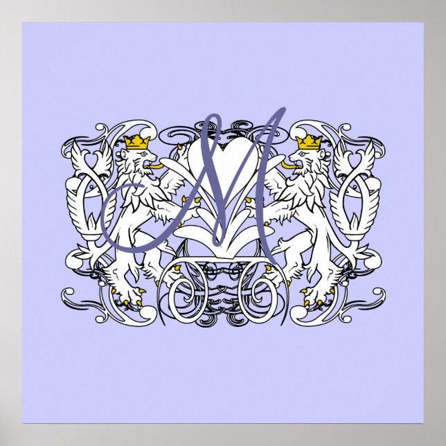 Póster Monograma Boda Vow Heart (Frente)