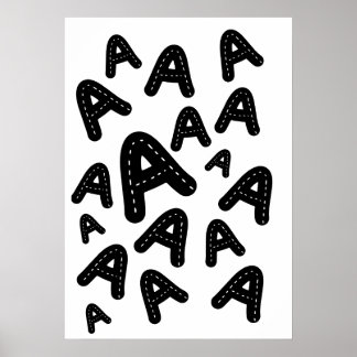 Póster Monograma Cosido Minimalista A - Patrón Geométrico