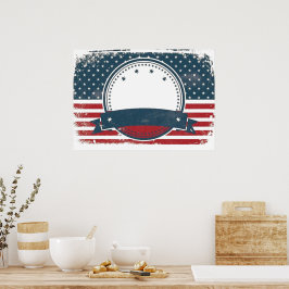 Póster Monograma de bandera retro estadounidense personal