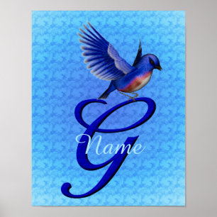 Póster Monograma de Bluebird Inicial G Personalizado