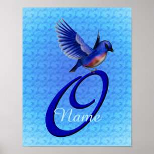 Póster Monograma de Bluebird Inicial O Personalizado