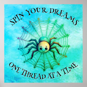 Póster Monograma de cita Inspiradora de araña corta sobre