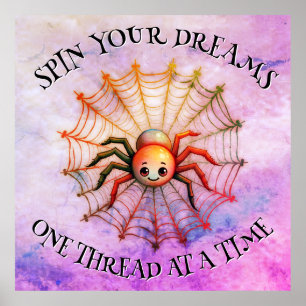 Póster Monograma de cita Inspiradora de araña corta sobre