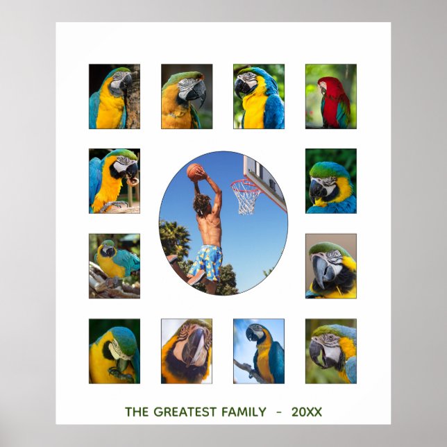 Póster Monograma de Collage de fotos familiar (Frente)