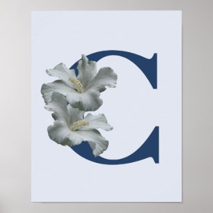 Póster Monograma de Flor de Hibisco Inicial C