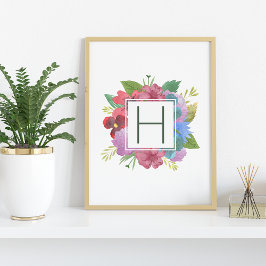 Póster Monograma de flores silvestres