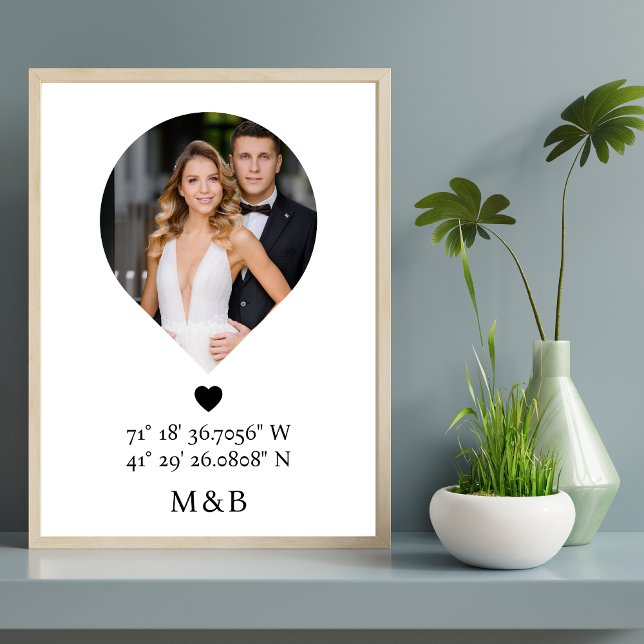 Póster Monograma de Foto Corazón Romántico Coordina Moder (Subido por el creador)
