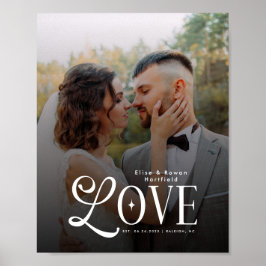 Póster Monograma de foto de boda personalizada de amor mo