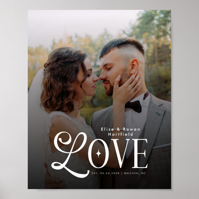 Póster Monograma de foto de boda personalizada de amor mo (Frente)