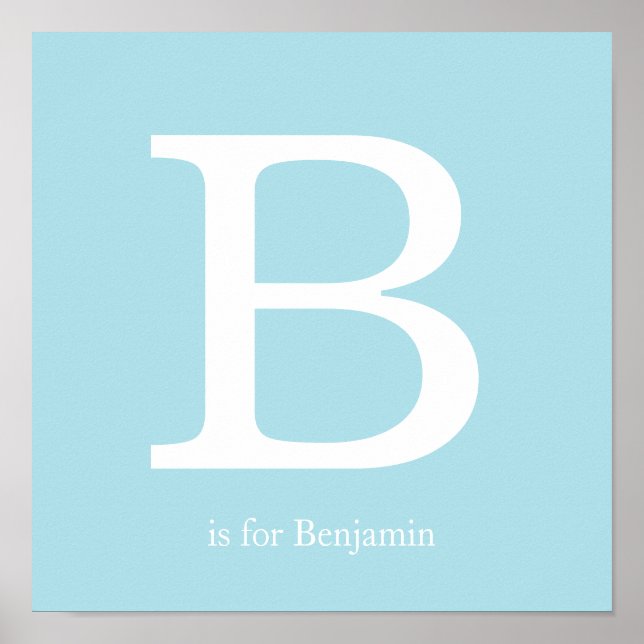 Póster Monograma de guardería para bebés azules (Frente)
