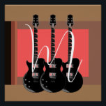 Póster Monograma de guitarra eléctrica de arte pop inicia<br><div class="desc">Instrumentos musicales Diseños gráficos Ilustraciones</div>