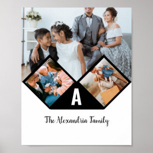 Póster Monograma de la familia personalizada de 3 collage