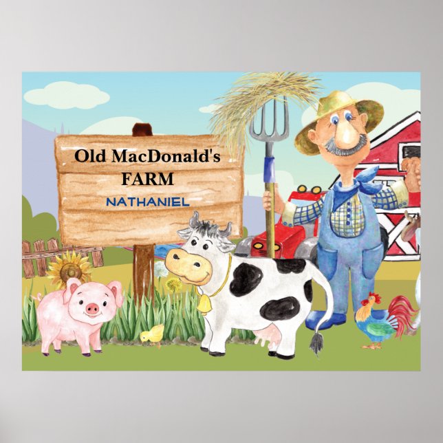 Póster Monograma de la granja E-I-E-I-E-I-O de MacDonald' (Frente)