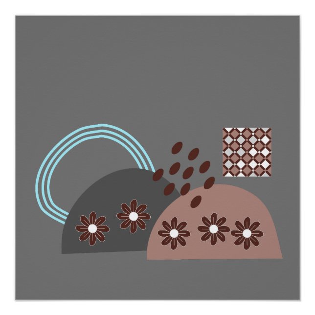 Póster Monograma de Moda moderna redondeado negro (Anverso)