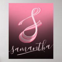 Monograma de nombre único del guión rosado de la l