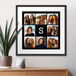 Póster Monograma de Personalizado de Collage de fotos neg<br><div class="desc">Puedes usar fotos de Instagram para este diseño. Utiliza 8 fotos cuadradas para crear un regalo único y personal. O puedes mantener al cachorro hipster y hacer un keepsake de moda. Si necesita ajustar las imágenes,  haga clic en la herramienta personalizar para realizar cambios.</div>