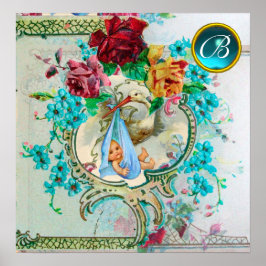 Póster Monograma de piedra de Gema de peluche de bebé