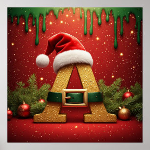 Póster Monograma de Santa A para regalos de Navidad
