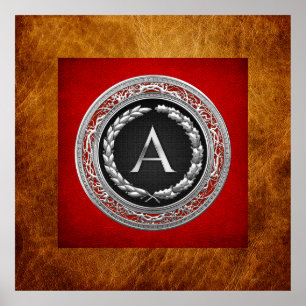 Póster Monograma de venado plateado [900] "A"