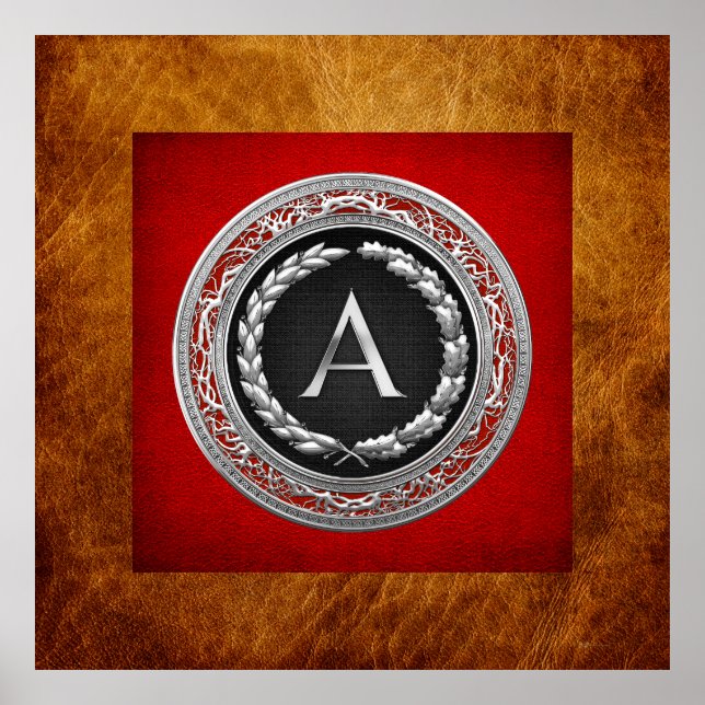 Póster Monograma de venado plateado [900] "A" (Frente)