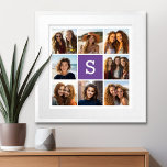 Póster Monograma del Personalizado de berenjena y Collage<br><div class="desc">Puedes usar fotos de Instagram para este diseño. Utiliza 8 fotos cuadradas para crear un regalo único y personal. O puedes mantener al cachorro hipster y hacer un keepsake de moda. Si necesita ajustar las imágenes,  haga clic en la herramienta personalizar para realizar cambios.</div>