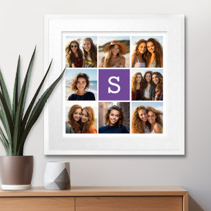 Póster Monograma del Personalizado de berenjena y Collage