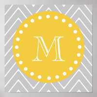Monograma del Personalizado Gris y Amarillo Modern