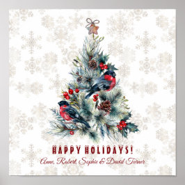 Póster Monograma: Deseos navideños del árbol de Navidad B