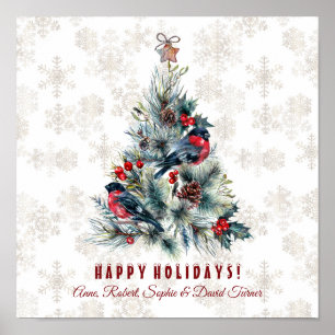 Póster Monograma: Deseos navideños del árbol de Navidad B