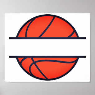 Póster Monograma dividido de baloncesto