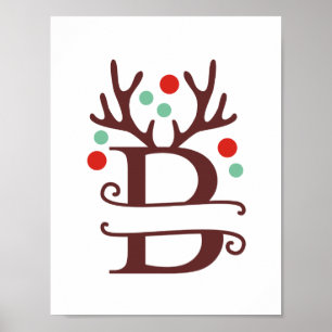 Póster Monograma dividido de letras de reno B personaliza