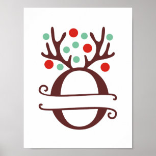 Póster Monograma dividido de letras de reno personalizada