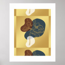 Monograma Dorado Floral Caprichoso Contemporáneo d