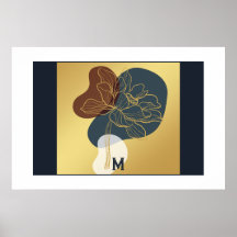 Monograma Dorado Floral Caprichoso de Moda Contemp