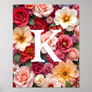 Póster Monograma floral
