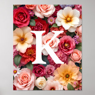 Póster Monograma floral