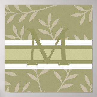 Póster Monograma Green Wall Art Canvas