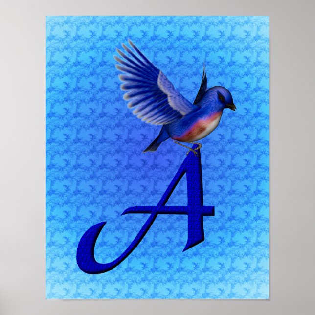 Póster Monograma Inicial A Bluebird (Frente)