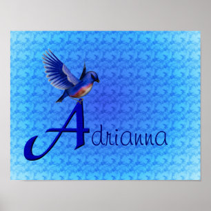 Póster Monograma inicial A personalizado Bluebird