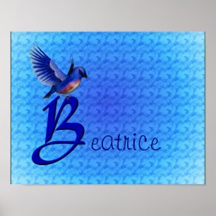 Póster Monograma Inicial B Personalizado Bluebird