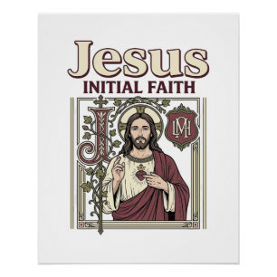 Póster Monograma inicial de Jesús Fe Monograma inicial de