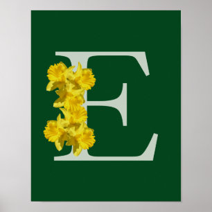 Póster Monograma inicial de narciso personalizado E