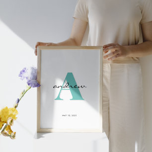 Póster Monograma inicial habitación infantil para bebés