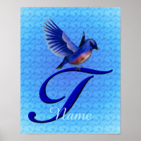 Monograma Inicial T Bluebird Personalizado