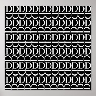 Póster Monograma Letra inicial D, Elegir color de fondo