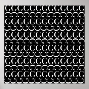 Póster Monograma Letra inicial G, Elegir color de fondo