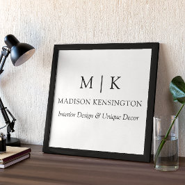 Póster Monograma minimalista o logotipo de empresa