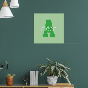 Póster Monograma moderno en negrita   Verde pálido y Kell